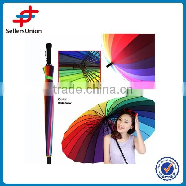 Big rainbow umbrella, cheap outdoor umbrellas