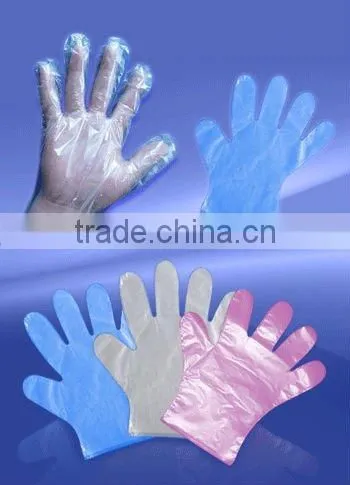 Disposable polyethylene HDPE gloves with head blocker