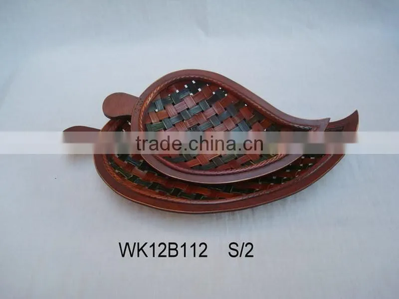 Leaf round bamboo plates in various shape bamboo decoration