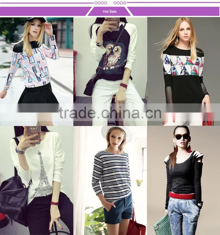 custom lady fashion basic t-shirt with long sleeve