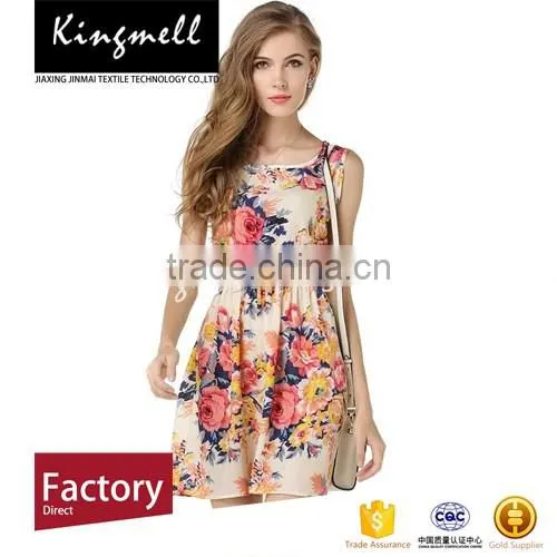 Hot sale fancy digital print floral chiffon dress