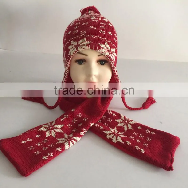 children pink and white winter knitting kids scarf hat glove 3pcs sets
