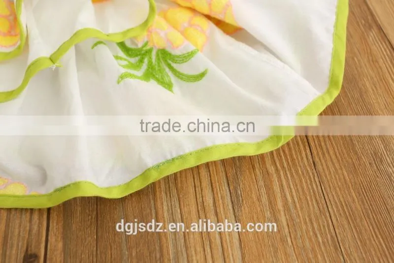 Lotus leaf pineapple embroidery sleeveless little vest shirt shorts pant set for lovely gorl wholesale