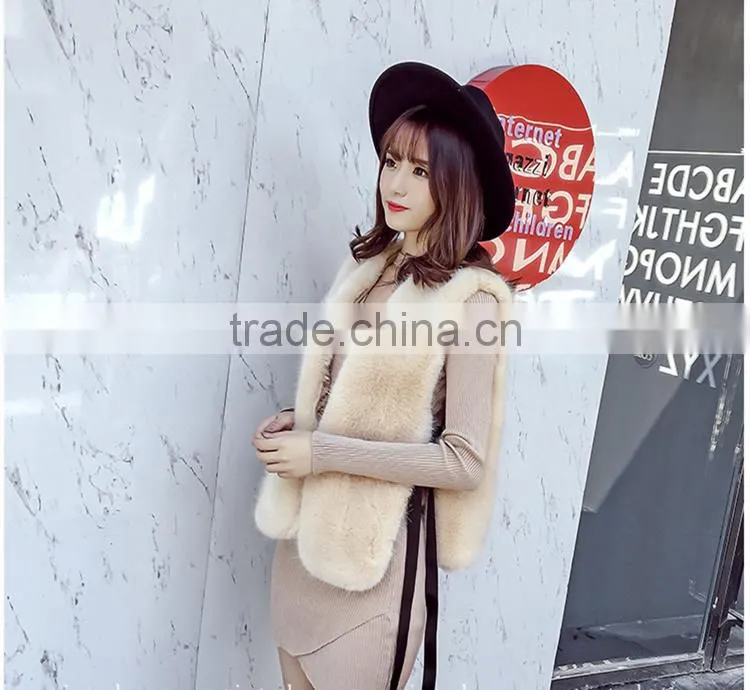 2017 New Faux Fox Fur Vest Coat Sleeveless Thick Warm Solid Regular Fashion Fur Vest For Female Winter waistcoat fpc- 466