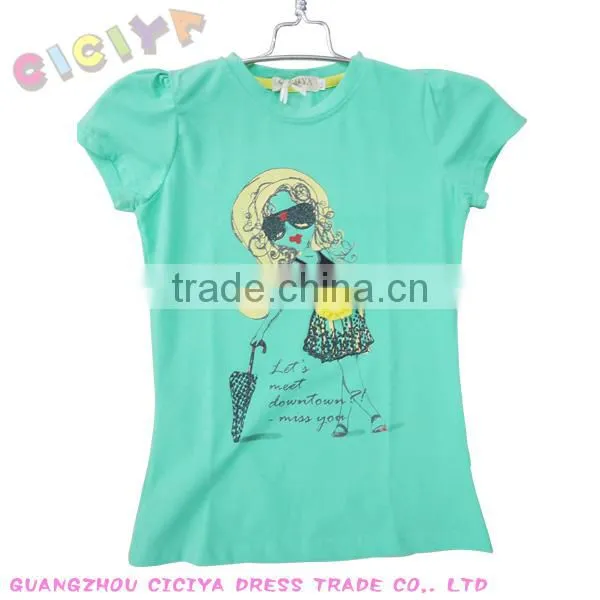 Latest arrival 2014 young girls fashion t-shirts printed summer maiden designs tshirt