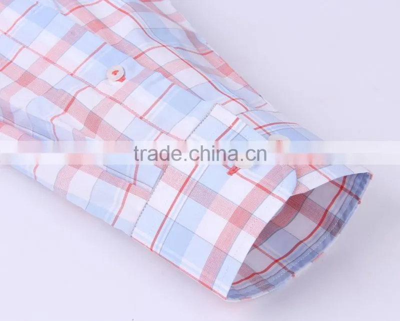 2017 new design plaid men's long sleeve casual shirt wholesale