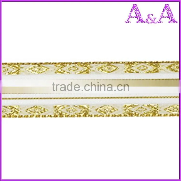 Fancy Christmas Decoration Wired Ribbon,Custom Decorative Grosgrain Ribbons