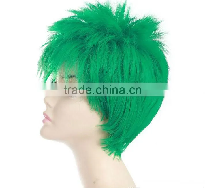 2014 World Cup Fan Wigs in Rio de Janeiro,Brazilian Full Lace Wig,Cosplay Short Wig for Hip Hop and Punk Guys Wig from Dubaa