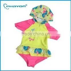 OEM & ODM 2 pieces of printed hooded rash guard surfing with UPF50+