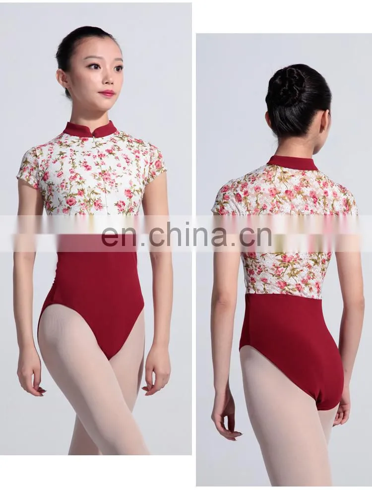 117141048 Chinese Style Collar Lace Ballet Leotard