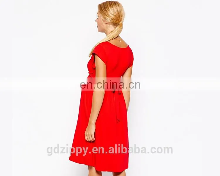 V neck woman day life red materlity clothes