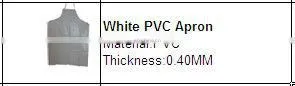 white pvc waterproof apron/washable pvc apron/customized pvc apron
