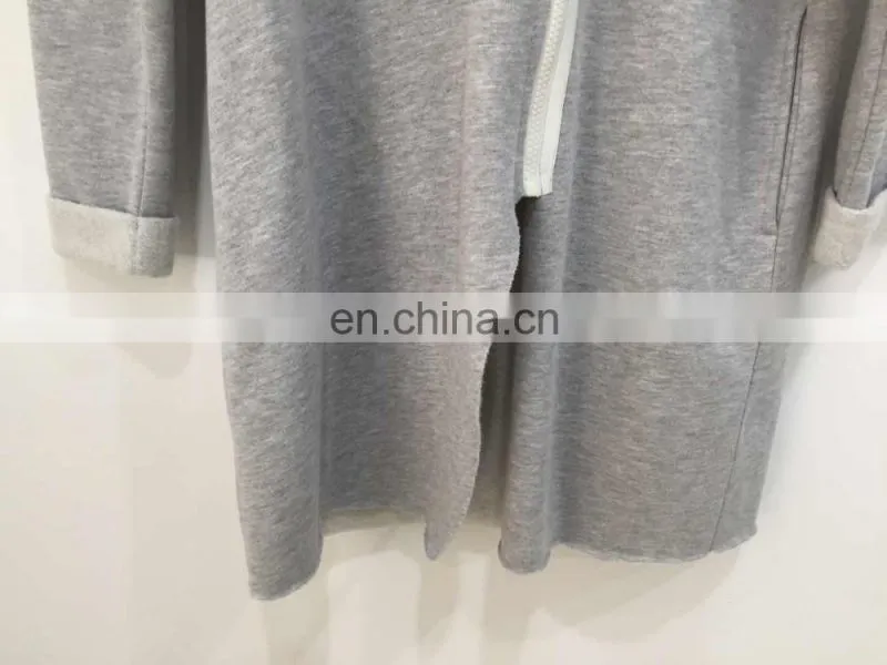 Flannelette hooded long zipper jogging-top
