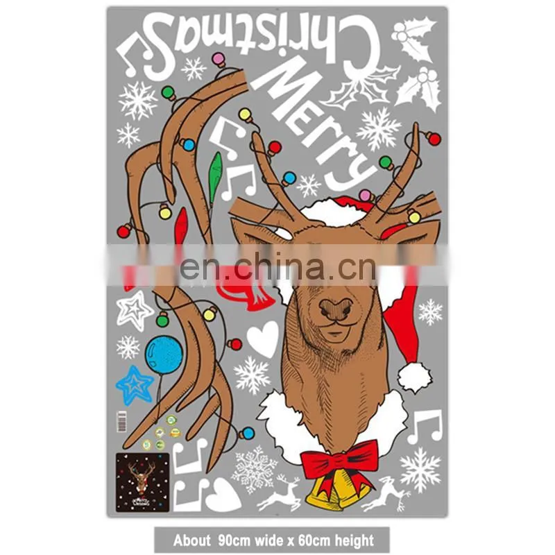 Cartoon Christmas Reindeer PVC Wall Stickers Children