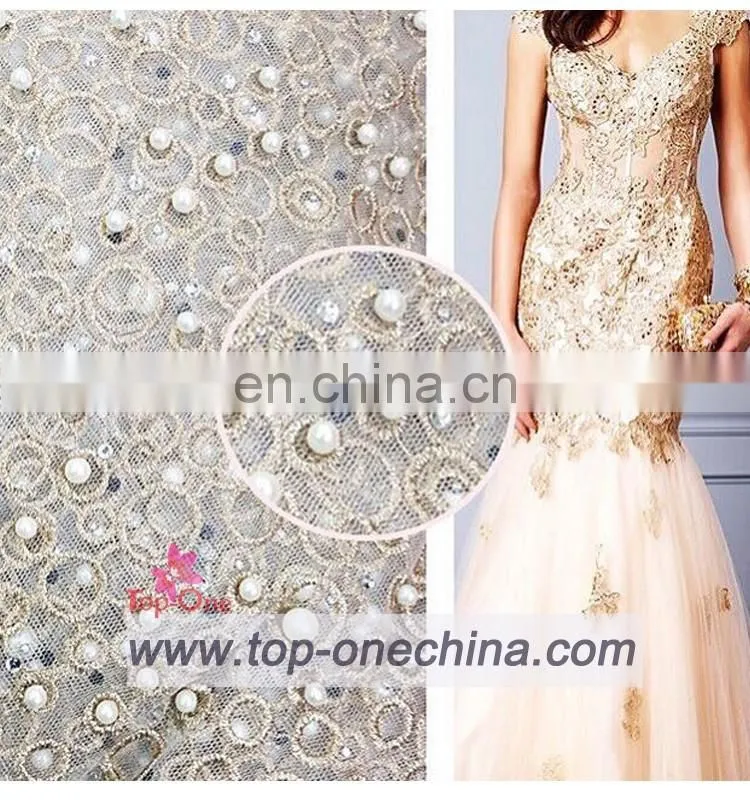 Textile China supplier fabric wedding african embroidery lace fabric handwork french lace fabric