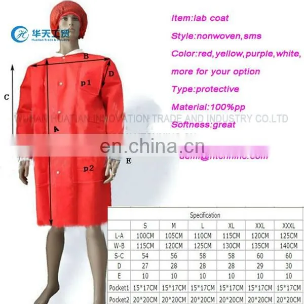 Nonwoven disposable lab coat/work uniform/work wear
