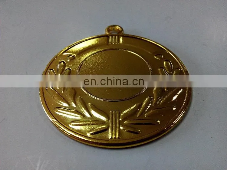 Wholesale Oliver Leaf Blank Iron Medal in Shiny gold Plating