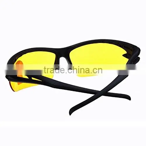 Explosion-proof Lens Polarized Night Vision Sunglasses for Golf, Fishing, Cycling,Wind Mirror Glasses ,Goggle - Black Frame Yell