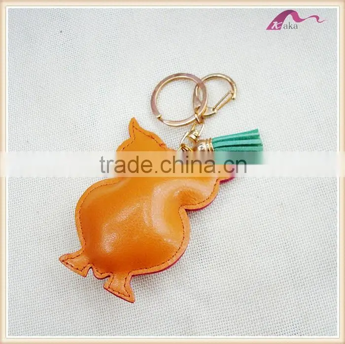 European Handmade Gold Leather Owl Keychain Wedding Gifts