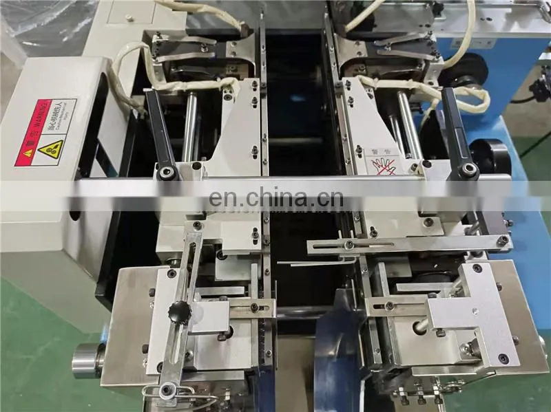 WS586 WING SINGA Automatic multi functional ribbon polyester satin fabric label cutting and folding machine with end mitre fold