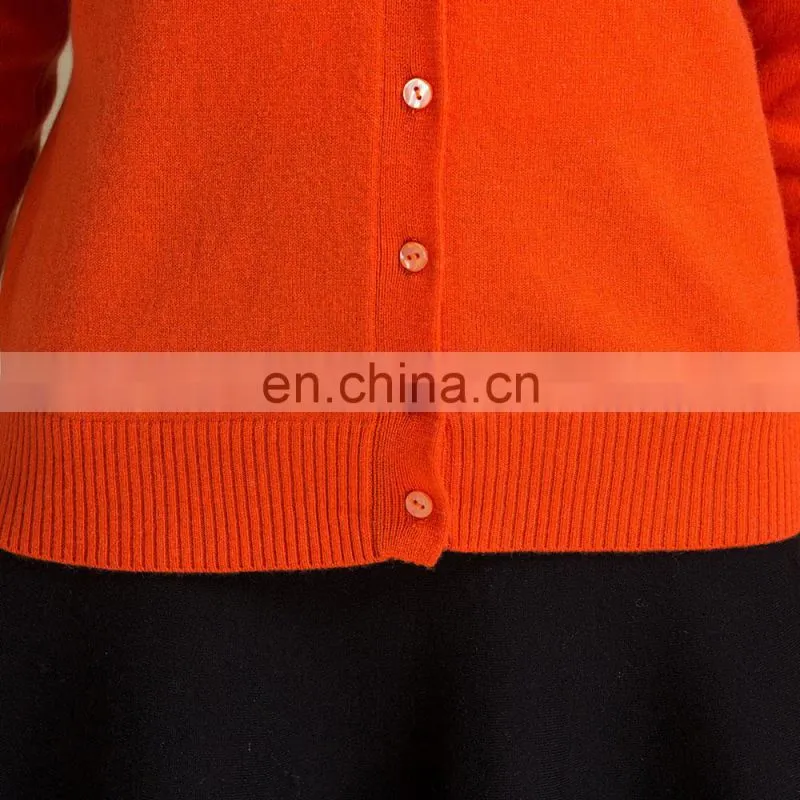 Custom Logo Women's Casual Knitted V-Neck Cashmere Cardigan Sweater with Buttons for Autumn Season with Simple Fashion Element