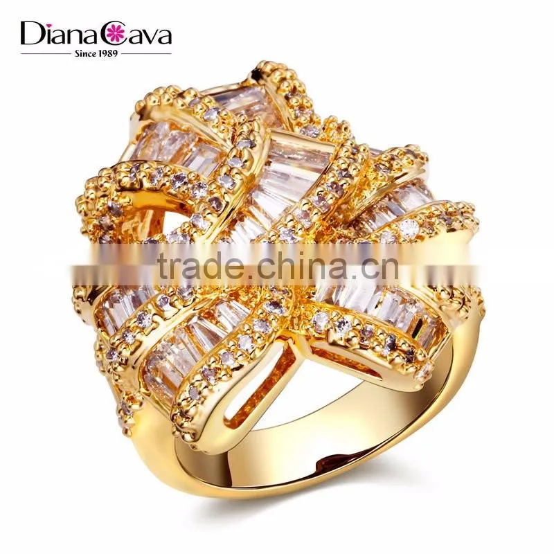 New African Design Wedding Luxury Style Baguette Zircon Crystal Women CZ Jewelry Ring