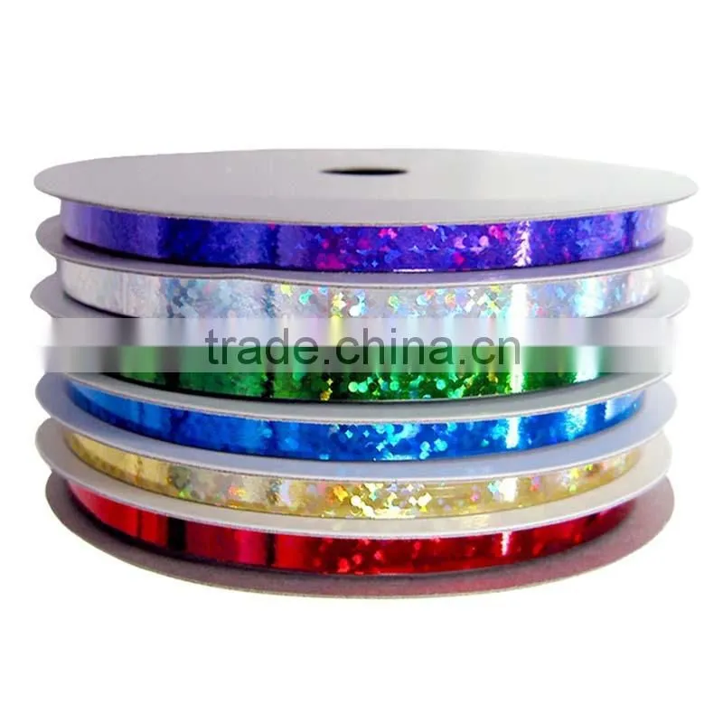 5mm*4m*6 Rolls Metallic Ribbon on white Plastic Stoll for Christmas Decorative Gift Wrapping