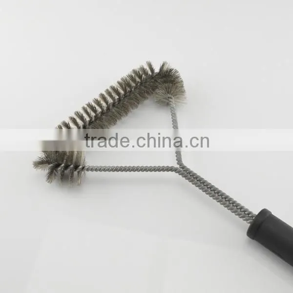 In stock factory 12'' BBQ grill brush zinc plated wire bbq cleaning brush brass wire BBQ Grill cleaning brush