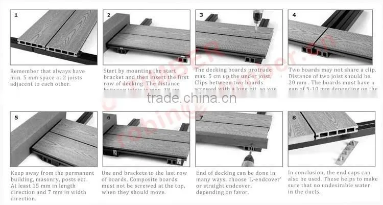 Outdoor wood plastic composite solid WPC decking