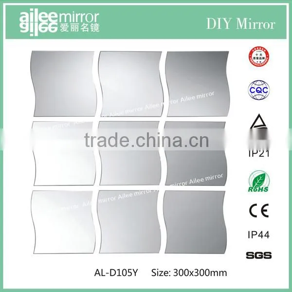 shaving mirror with light tempered glass mirror wavy silver mirror
