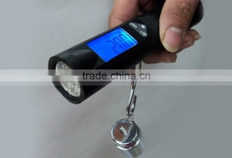 30 x 17mm Big Size LCD Screen 2 in One Fishing Or Travel LED Torch Luggage Scale