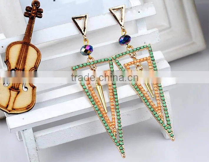 Long triangle earrings triangle shape stud earrings fashion triangle dangle earring