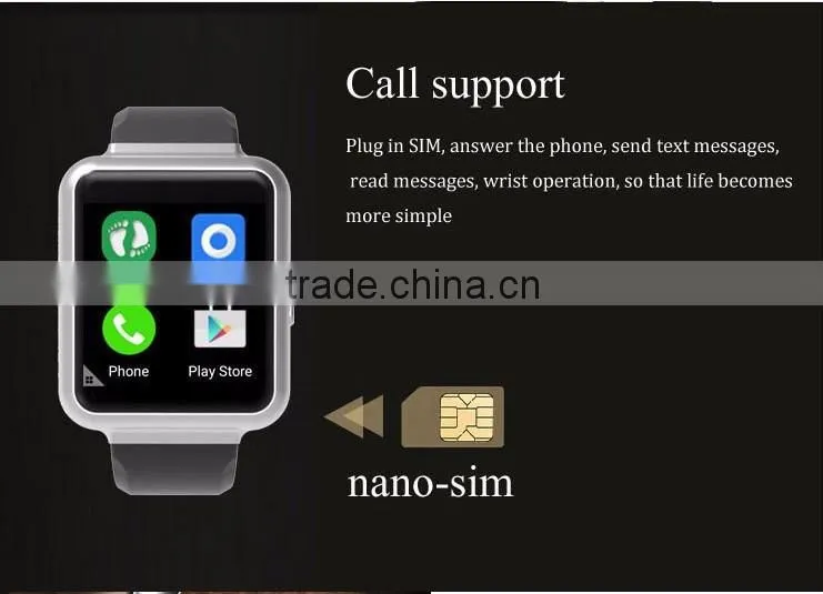 2016 New Android Smart Watch with 3G Sim Card Support 1GB 8GB Memory Wifi GPS Built-in