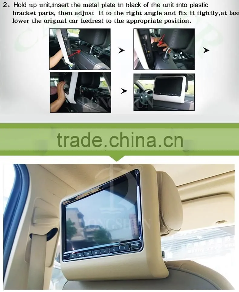 Hot selling Car monitor with 9 inch screen ,Car Headrest DVD without pillow