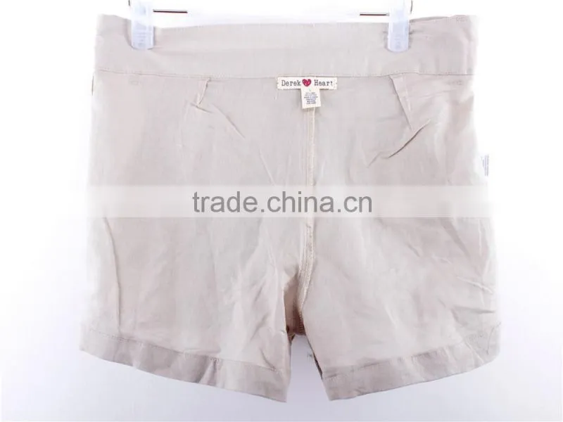 Lady fashion and cheap cotton/linen stock clothing China shorts