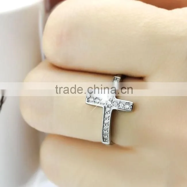 Wholesale Price Latin Cross CZ Stone Decorated 925 Sterling Silver Rings