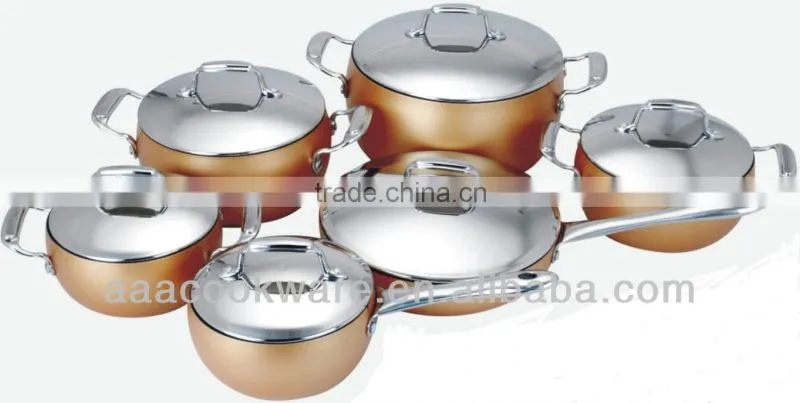 12PCS Hard Anodized Aluminum Cookware Set With Copper Surface