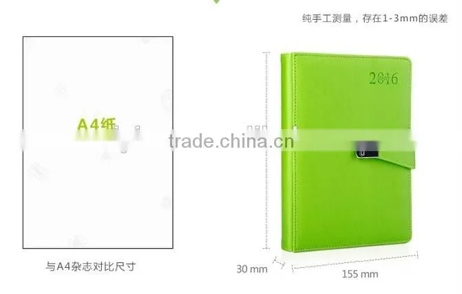 Top grade unique design leather 2 year planner 2016/2017 with card slots