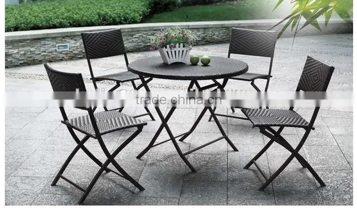 Portable Plastic Folding Table With Rattan Design