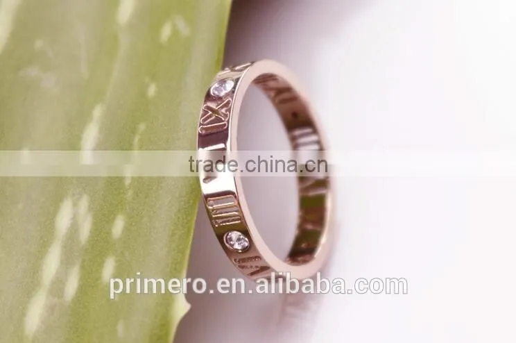 2016 New Pattern Roman Number Finger Rings Stainless Steel Fashion Jewelry Brand Rose Gold For Women