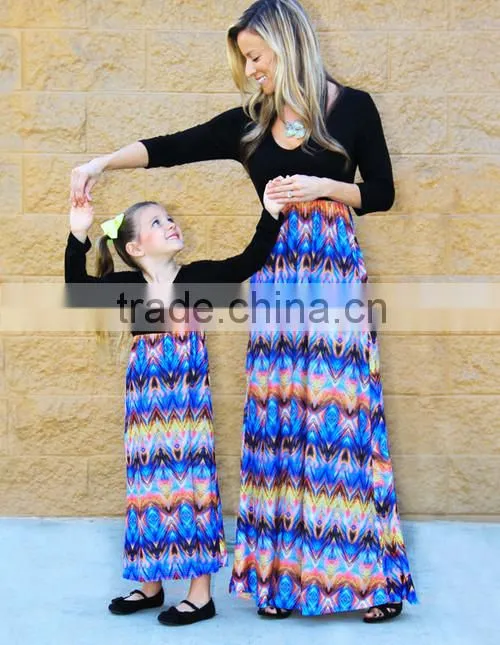 same clothing boho maxi long sleeve mother and daughter matching dresses