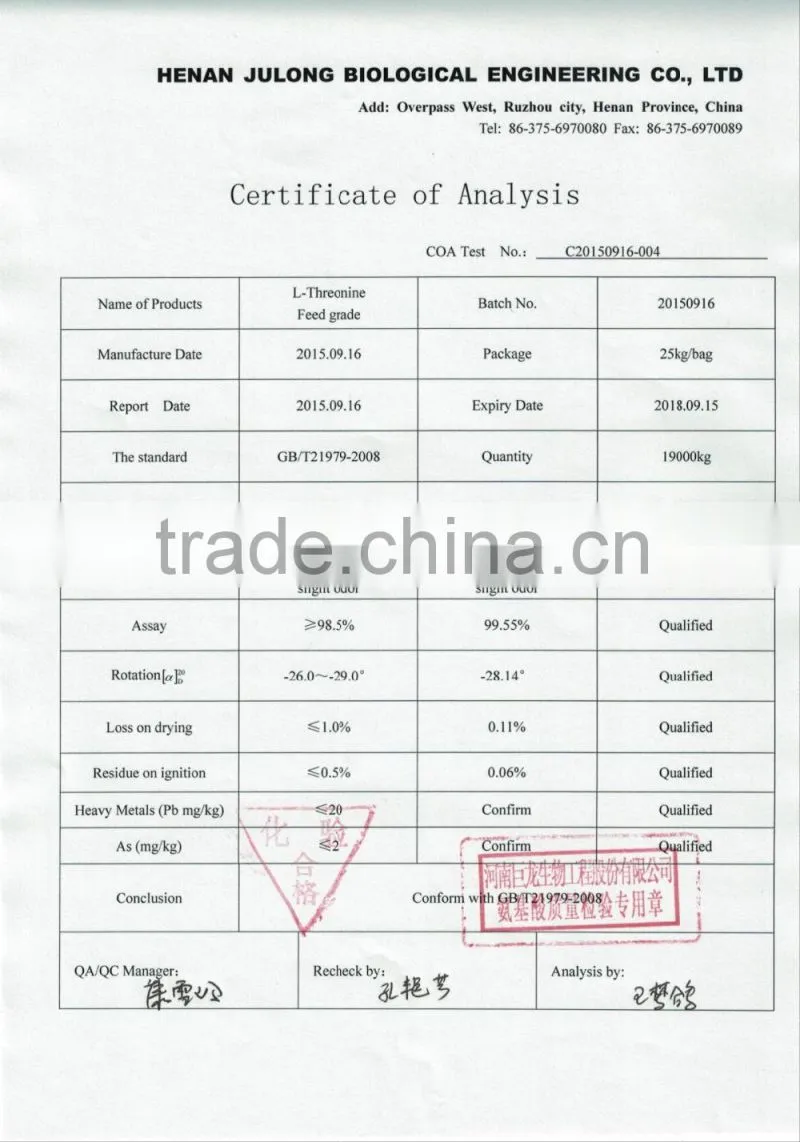 feed supplement L-threonine for animal health