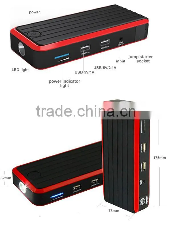 sunpow double usb multi-function power station New Car Accessory Product High Capacity Power Bank 12v car jump starter