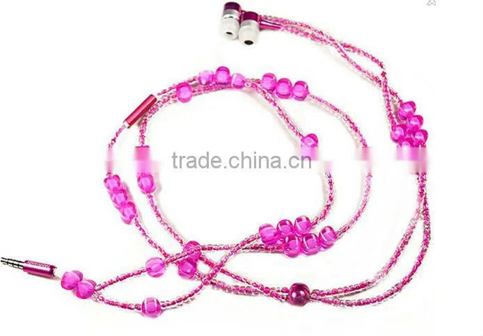 Fashion beaded stone earphone for promotion and gifts