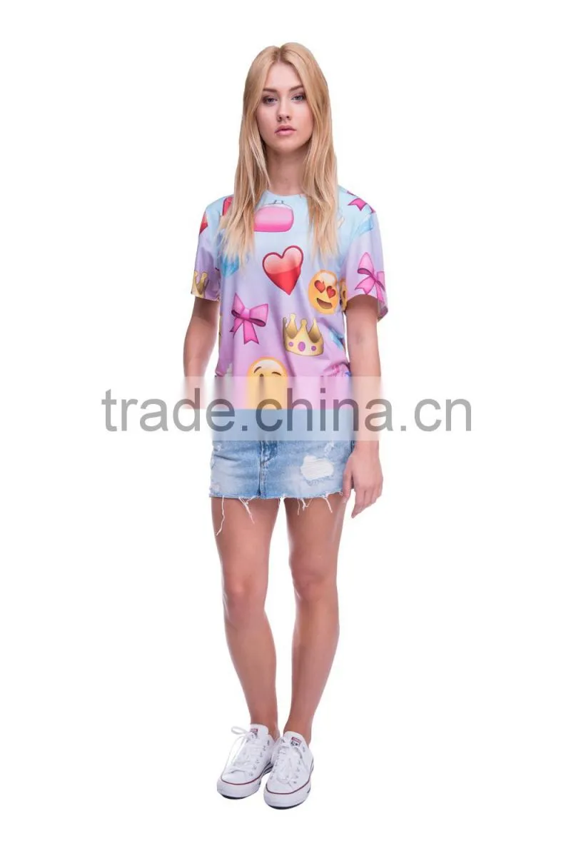 Hot Sale Digital Printing Emoji Custom Gym Lady T Shirt Wholesale