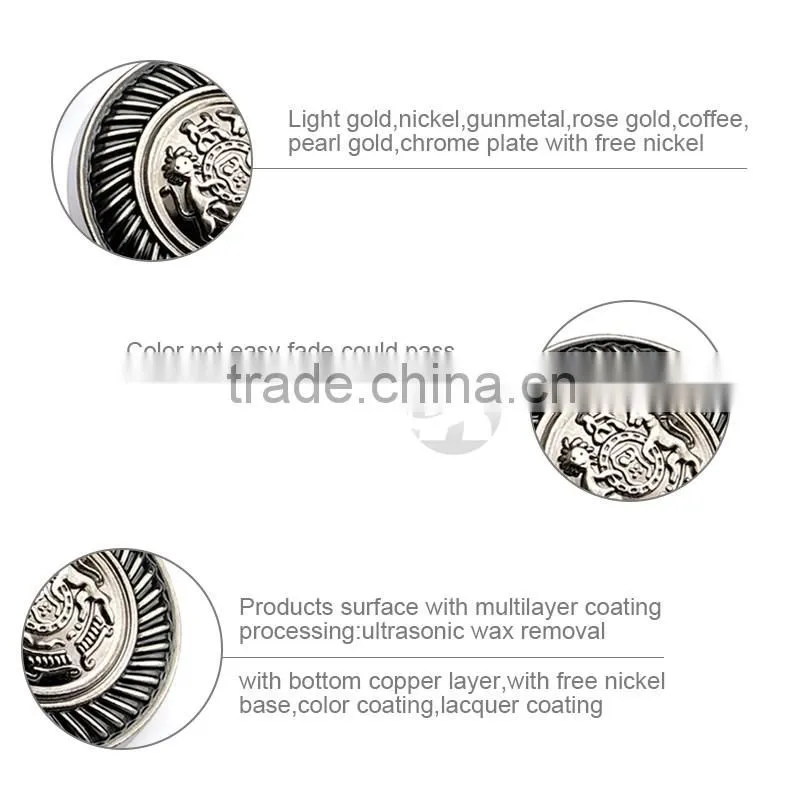 Free Sample Custom Made Logo Gun Metal Black Color Metal Sewing Buttons