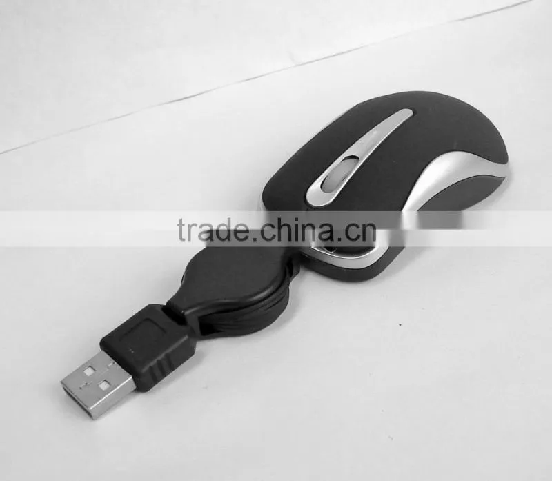 Portable super mini retractable cute wired mouse with factory price and good DHL shipping service