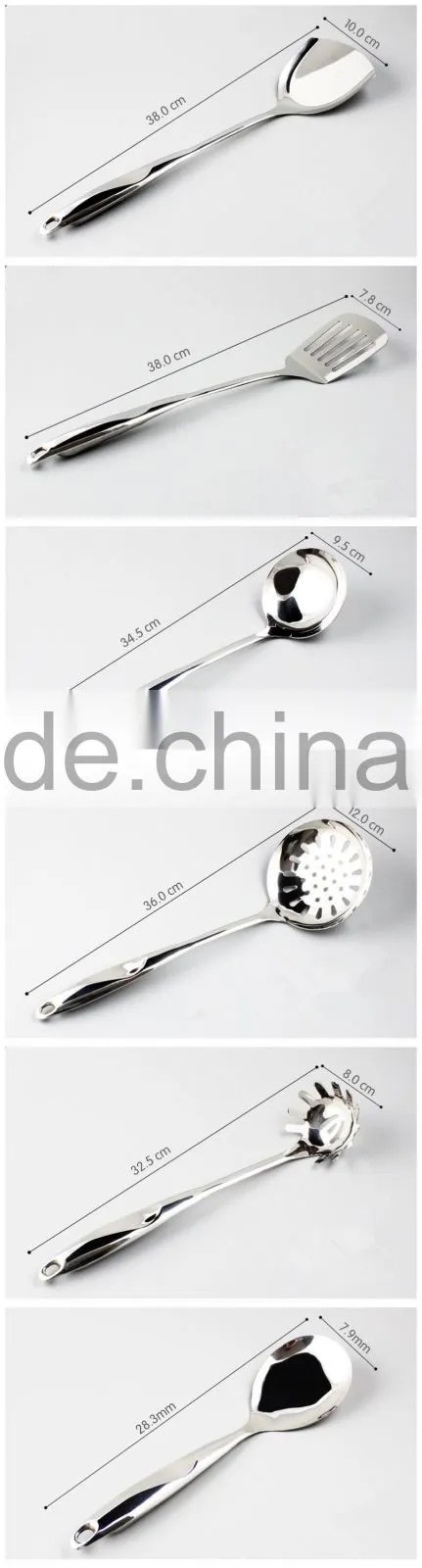 Mirror Finish Stainless Steel Kitchen Utensil 304 Serving Cooking Utensil Set