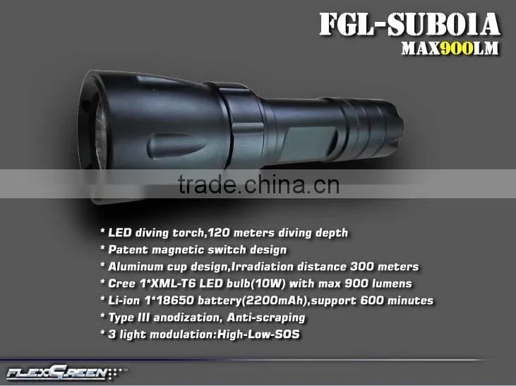 magnetic switch rechargeable XML T6 diving torch
