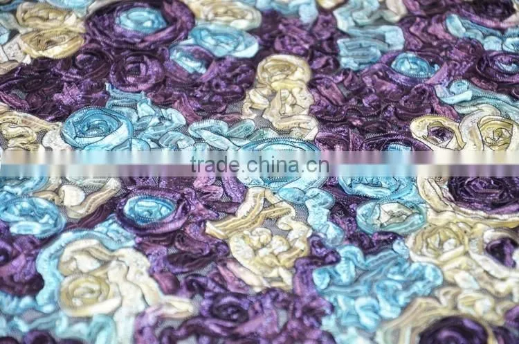 100%Polyester ribbon embroidery table runner cheap table runners